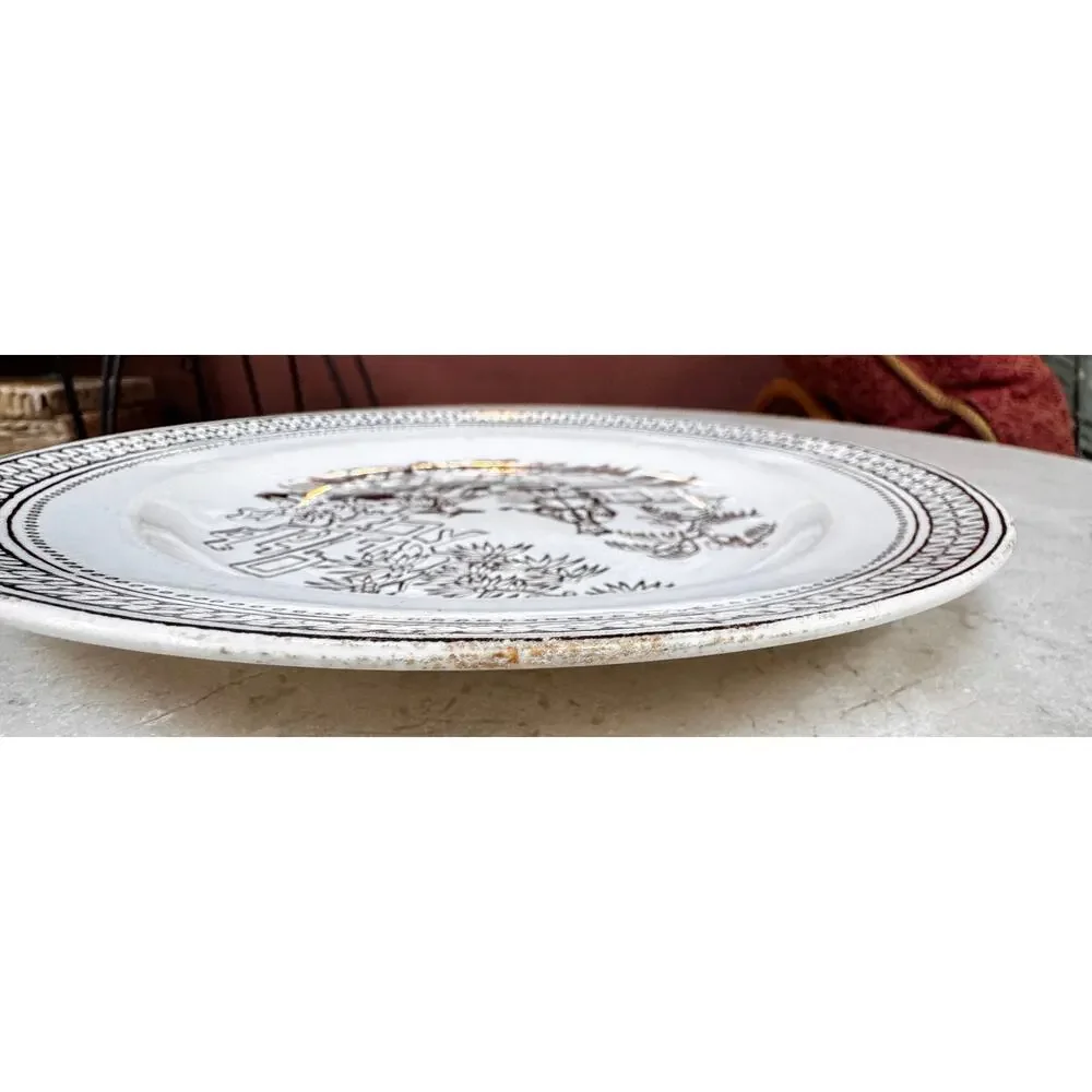 Antique TG & FB Booth Pekin Brown Transferware Plate 1883 Staffordshire England